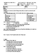 Bộ đề kiểm tra học kỳ 1 môn Lịch sử, Địa lí, Khoa học Lớp 4 - Năm học 2015-2016 - Trường TH Phú Tân A